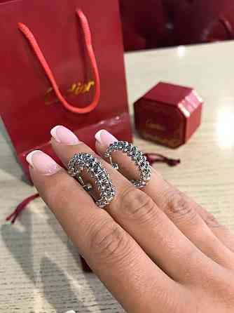 Cartier сережки з зубчиками біле золото/Малюття сережки кільця з зубчиками Одеса