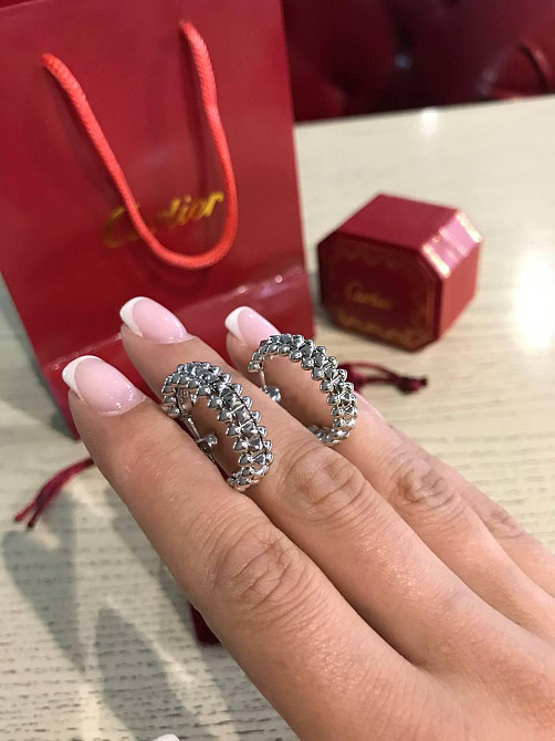 Cartier серьги с зубчиками белое золото / Картье серьги кольца с зубчиками Одесса - изображение 5