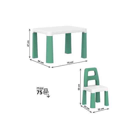 Детский стол с двумя стульями 0440TXK бело-зеленый Винница