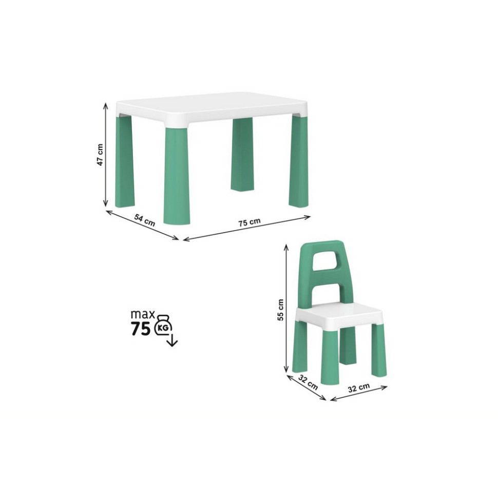 Детский стол с двумя стульями 0440TXK бело-зеленый Винница - изображение 3