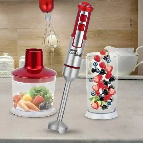 Погружний ручний блендер 6в1 1500Вт на підставці Zepline ZP-118, Чаша подрібнювача 500 мл Червоний Одеса - фото 1