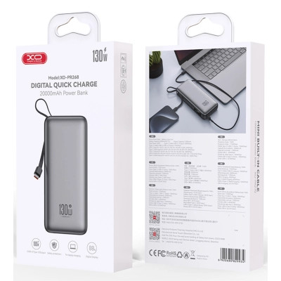 Батарея універсальна XO 20000mAh 130W, PD, QC (XO-PR268_grey) Вінниця - фото 4