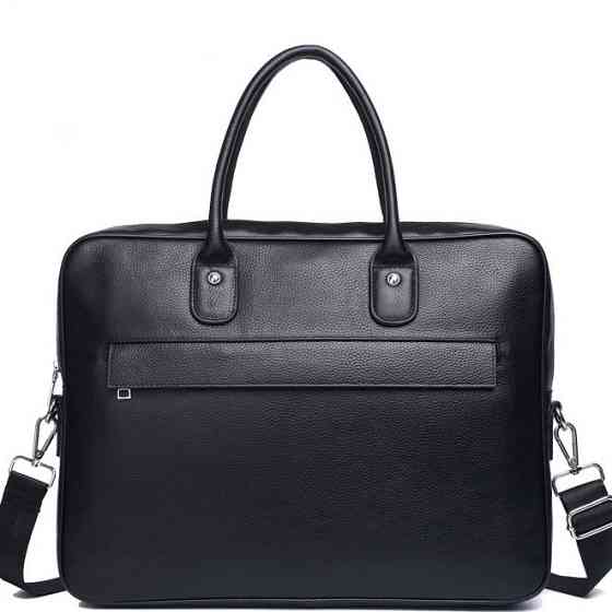 Чорна шкіряна чоловіча сумка для ноутбука Tiding Bag Київ