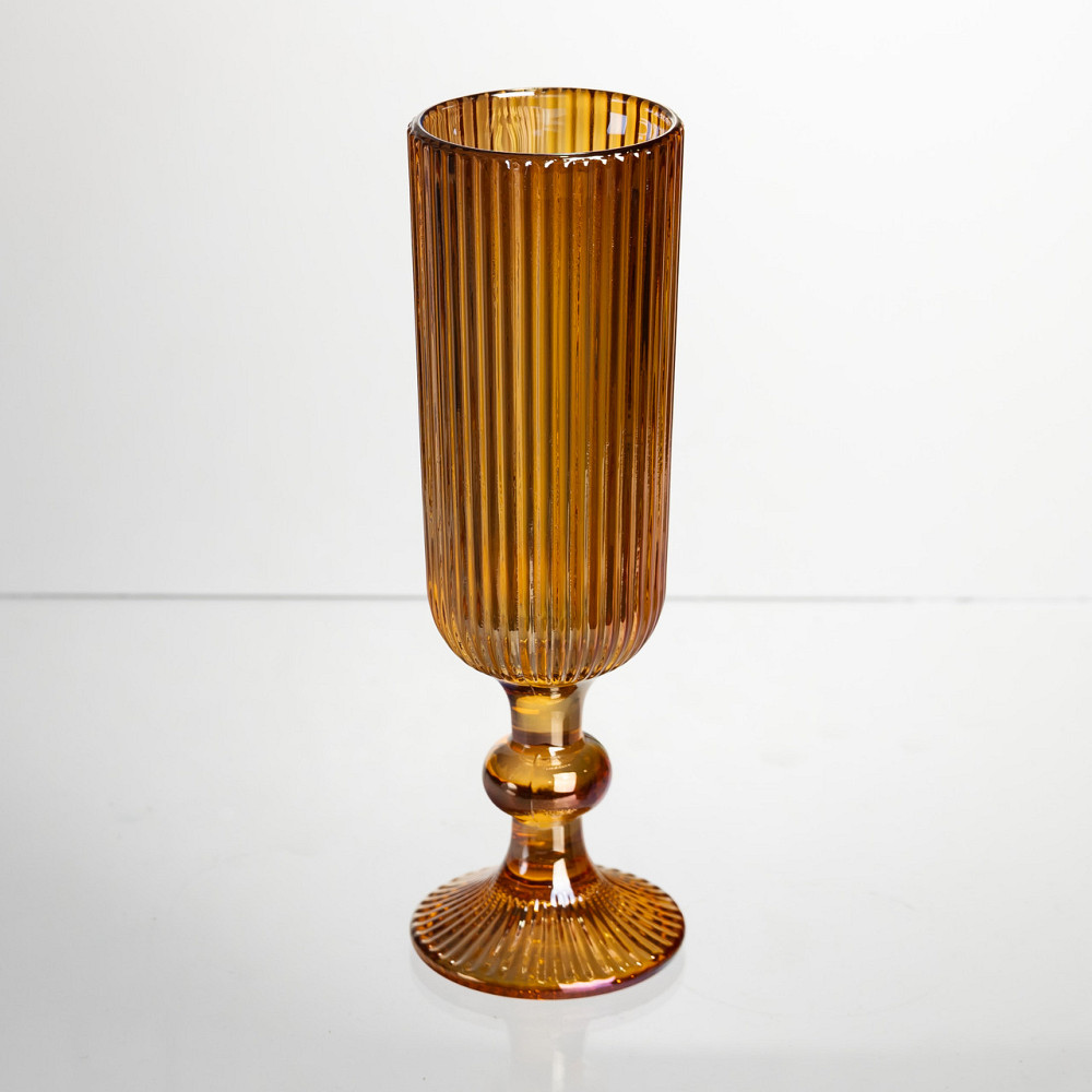 Набір келихів для шампанського 6 штук 160 мл на ніжці Бурштиновий Yiwu HP-19-211 Коломия - фото 2