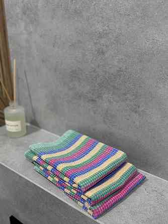 Укртекс Набір кухонних рушників вафельних Укртекс 3 шт 35х50 см різнокольорова смужка Коломия