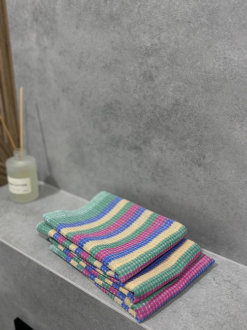 Укртекс Набір кухонних рушників вафельних Укртекс 3 шт 35х50 см різнокольорова смужка Коломыя - изображение 4
