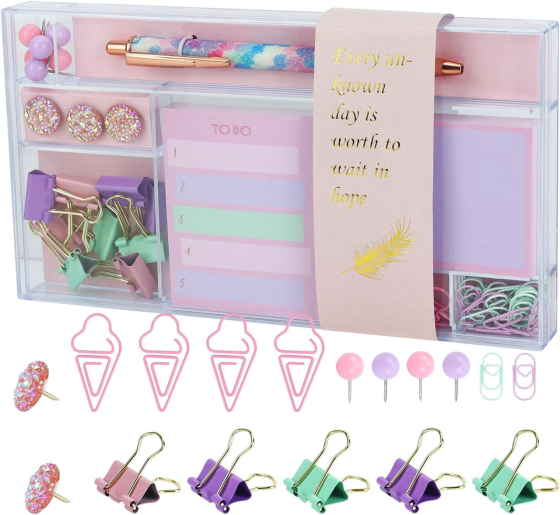 Подарунковий набір канцелярії для навчання, органайзер для офісу, ручка, скріпки, біндери та стікери Кам'янець-Подільський