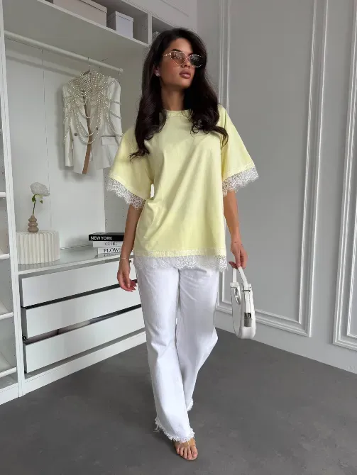 Женская oversize футболка с кружевом - трендовая футболка Одесса - изображение 12