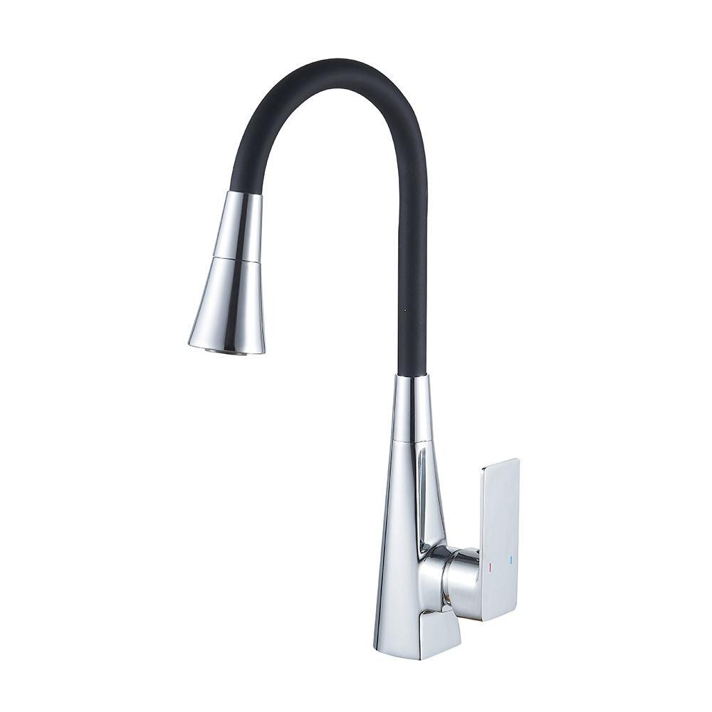 Смеситель для кухни Mixxus Etna 014-T (NUT) Refl.Black латунный (Цвет хром+силиконовый излив черный) (MI8419) Черновцы - изображение 1