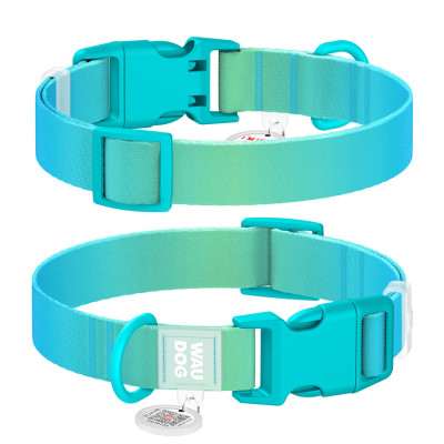 Нашийник для тварин WAUDOG Nylon Recycled з QR паспортом, градієнт, M блакитний (47012) Вінниця - фото 1