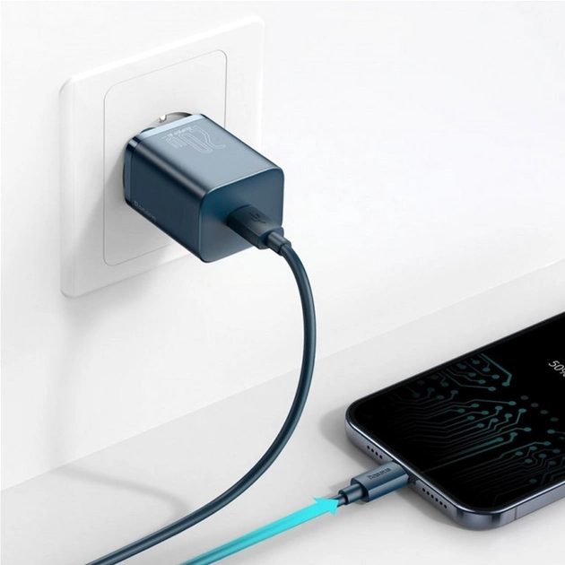 Сетевое зарядное устройство Baseus Super Si Quick Charger 1C 20W EU, цвет голубой CCSUP-B03 Одесса - изображение 7
