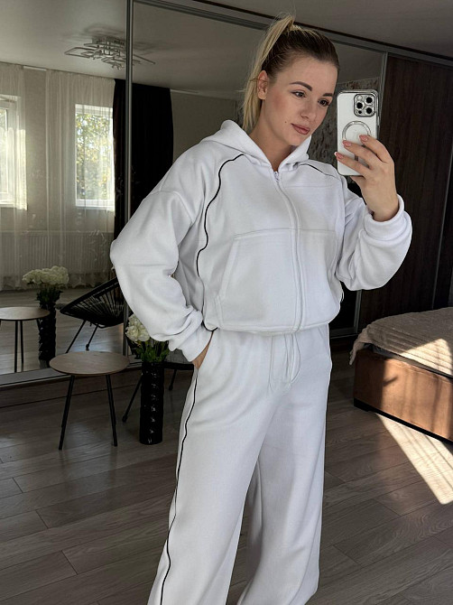 Женский теплый прогулочный костюм двойка с дабл флиса полар Белый, 42/44 Одесса - изображение 3