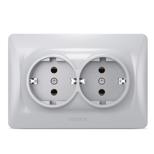 BINERA срібний шовк Розетка внутрішня 2-а із заземленням Videx Житомир - изображение 3