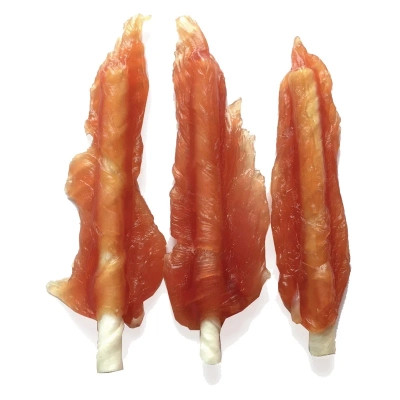 Ласощі для собак Lucky Star М'яке куряче в'ялене м'ясо на жувальній паличці з сиром'ятної шкіри ≈12 см 500 г (4820 Вінниця - фото 1