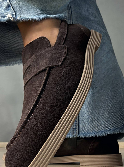 Туфлі жіночі Hengji 588-4 замшеві лофери коричневі, 39, 24,5 см Київ - фото 7