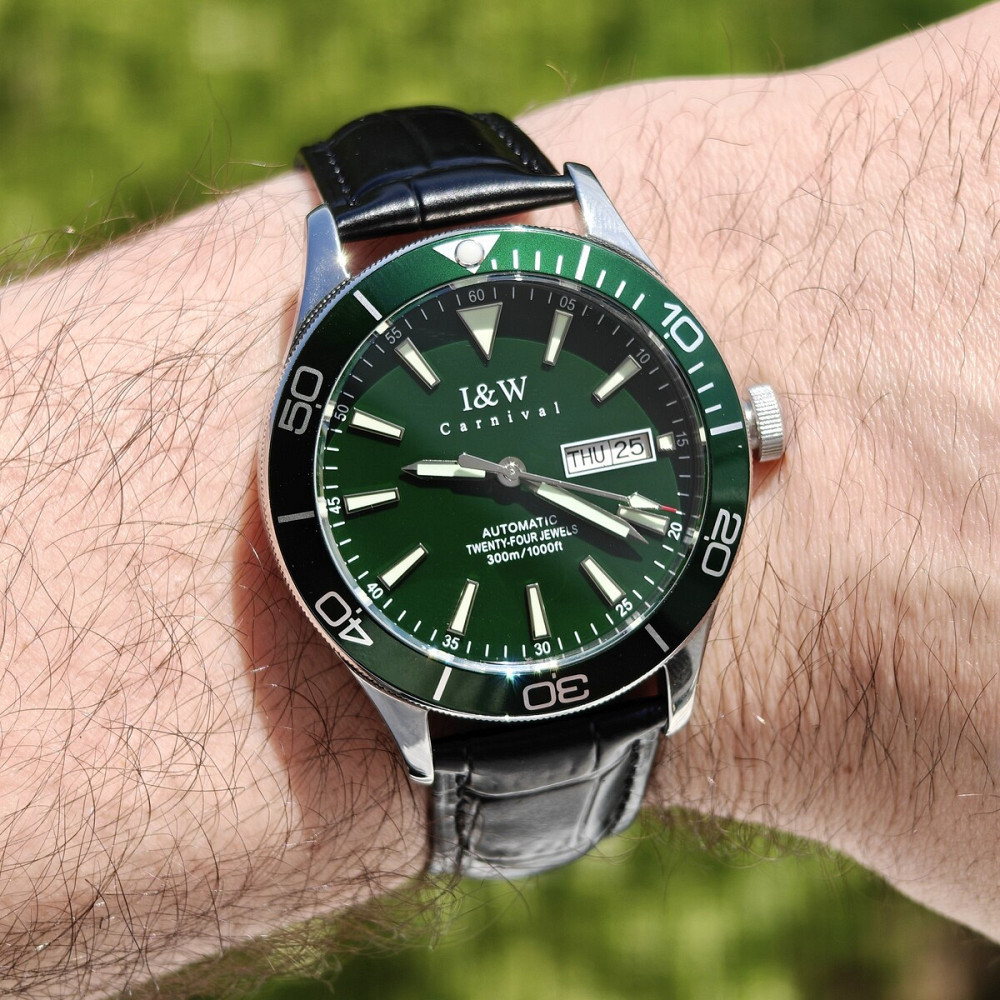 Годинник чоловічий механічний Carnival Diver Leather Deluxe 10 Bar (2 ремінці) Київ - фото 17