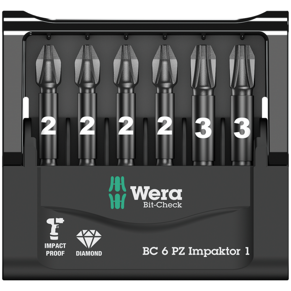 Набір ударних біт PZ Wera 6шт з алмазним покриттям 05057692001 Одеса - фото 2