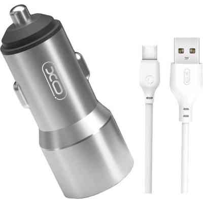 Зарядное устройство XO TZ09 2.4A/2 USB + cable Type-C Grey (XO-TZ09T-GR) Винница