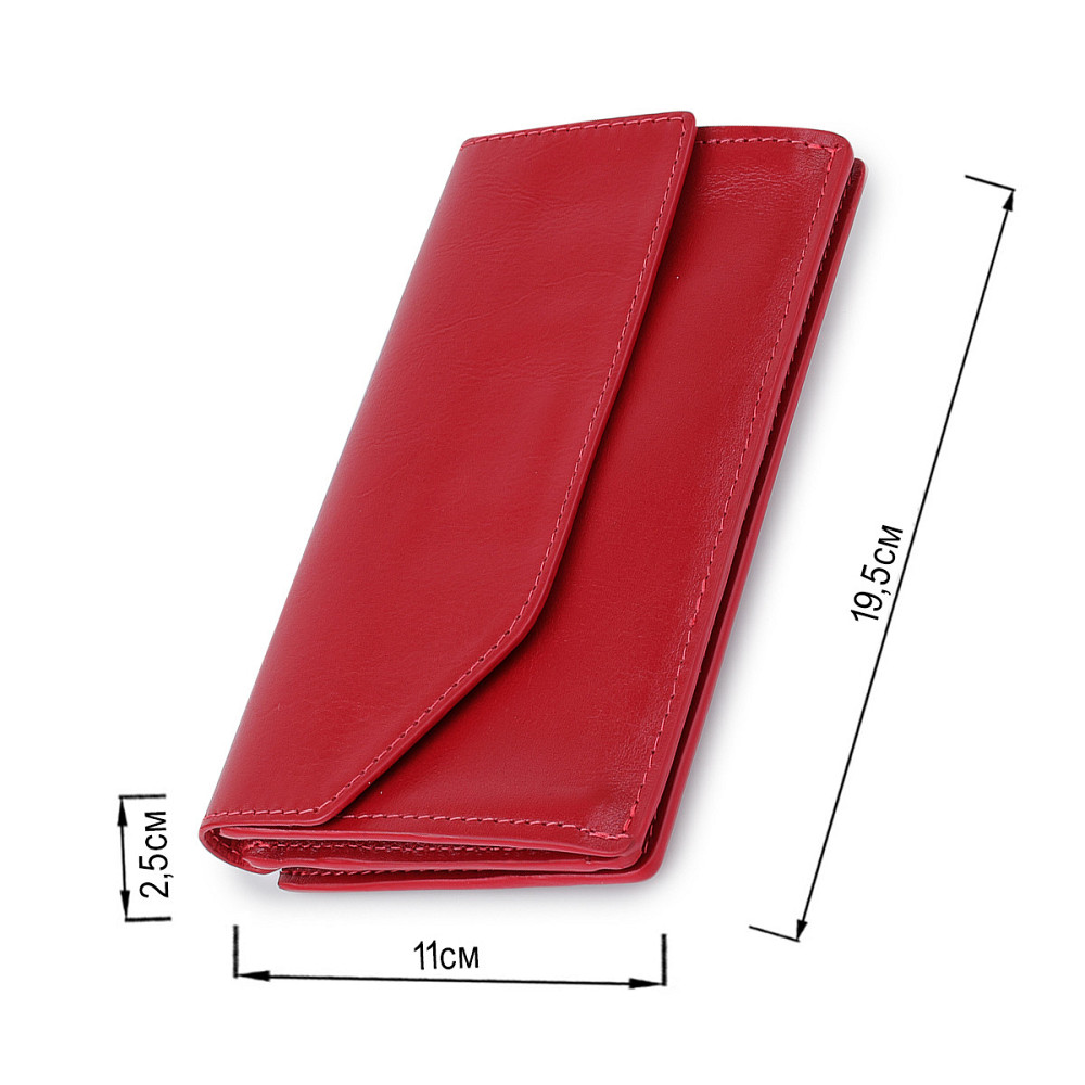 Шкіряне містке жіноче портмоне Червоний (GRANDE PELLE) Київ - фото 7