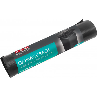Пакеты для мусора PRO service Professional LD двухслойные Черные 240 л 5 шт. (4823071621822) Винница - изображение 1
