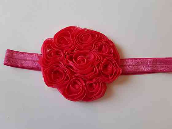 Дитяча пов'язка малинова - окружність 42-55см, квітка 8см Київ