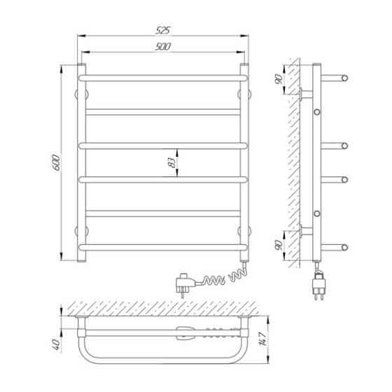 Електричний полотенцесушитель Laris Зебра Комфорт ЧК6 500Х600 Е білий Київ