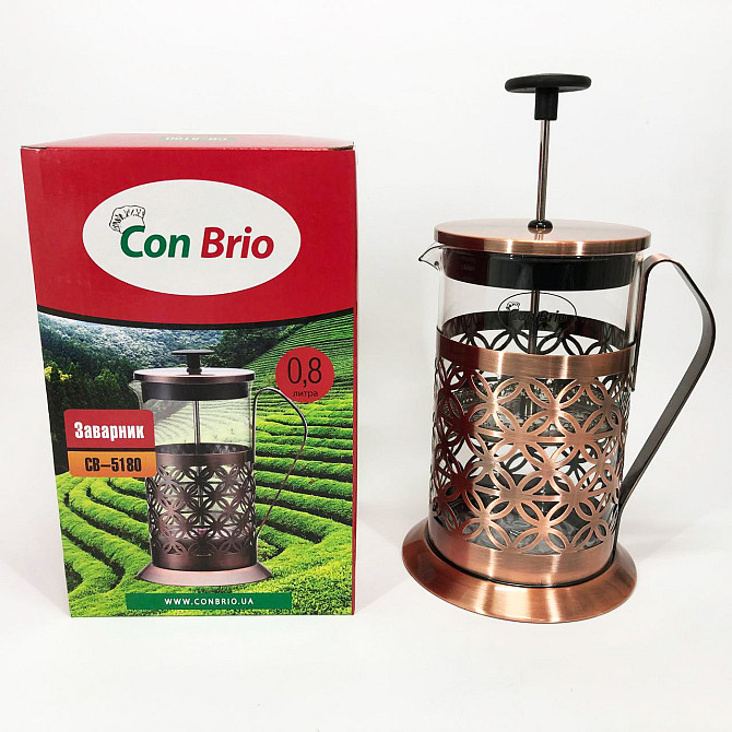 Френч для чаю Con Brio CB-5180 800мл, Заварник скляний з пресом, Френч-прес для WG-383 заварювання кави Київ - фото 5