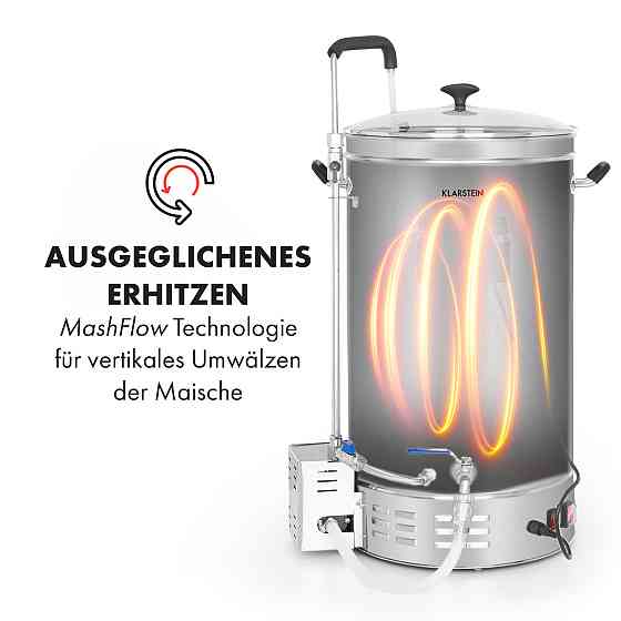 Чайник Brauheld Pro 2500 Вт, 35 л, 30–100°C, циркуляционный насос, нержавеющая сталь, 35 л (Германия, читать Ровно