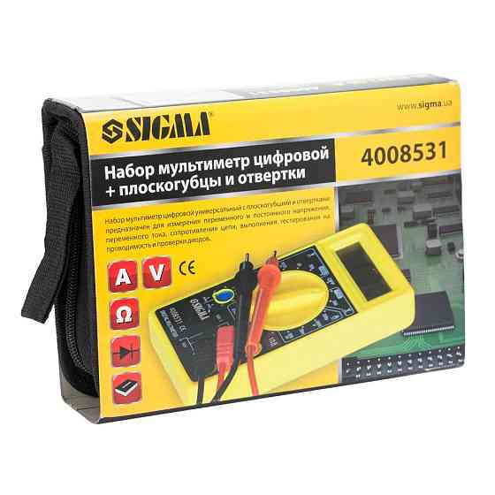 Sigma Набор мультиметр цифровой + плоскогубцы и отвертки (тканевый чехол) SIGMA (4008531) Коломия