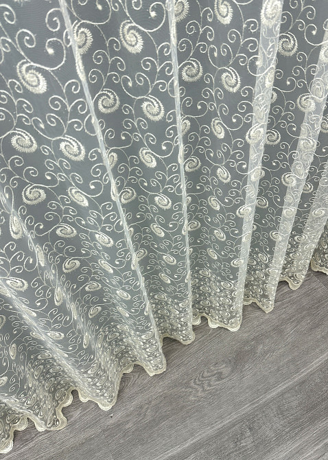 Тюль фатин з вишивкою та люрексом колір молочний 1685т Київ - фото 7