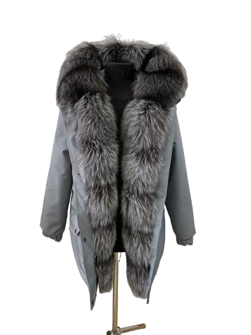 Парка жіноча з хутром чорнобурки Сірий 52 75см Харків - фото 2