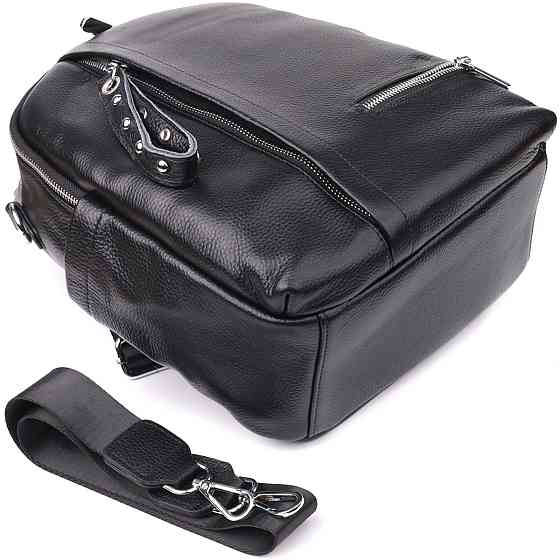 Красивий жіночий рюкзак з натуральної шкіри Vintage 23055 Чорний Київ