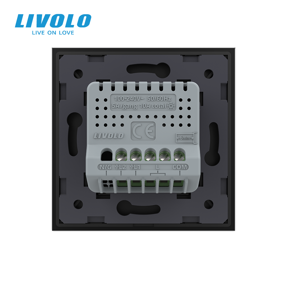 LIVOLO Сенсорний прохідний / перехресний вимикач LIVOLO, 2-сенсорний, чорний матове скло, 5А 23 Коломия - фото 3