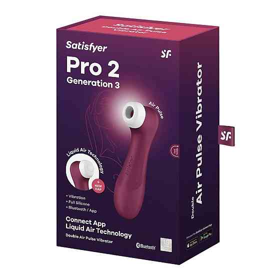 Вакуумний кліторальний стимулятор Satisfyer Pro 2 Generation 3 with Liquid Air Connect App Wіnе Red Sex Aura Київ