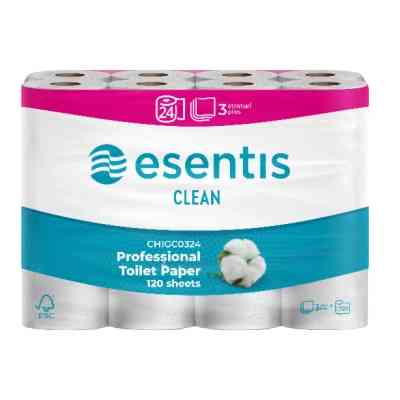 Туалетний папір Esentis Clean 3 шари 24 рулони (5944582190443) Вінниця