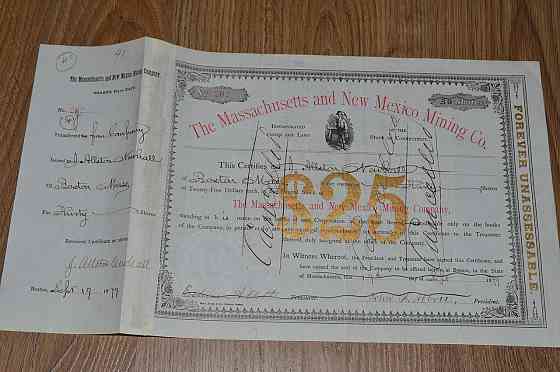 The Massachusetts and New Mexico Mining Co. 25 S. 1879 рік (21) 37*21 Полтава