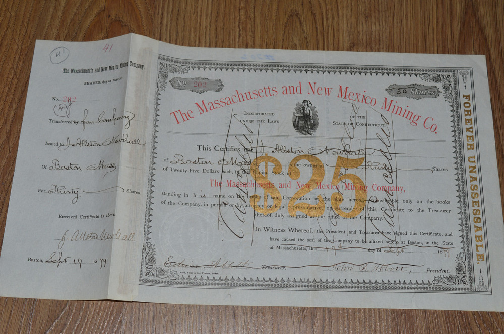 The Massachusetts and New Mexico Mining Co. 25 S. 1879 рік (21) 37*21 Полтава - фото 1