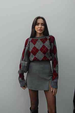 Жіночий оверсайз светр в геометричний принт машинна вʼязка Одеса