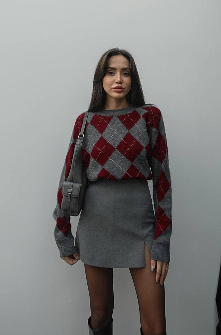 Жіночий оверсайз светр в геометричний принт машинна вʼязка Одеса - фото 2