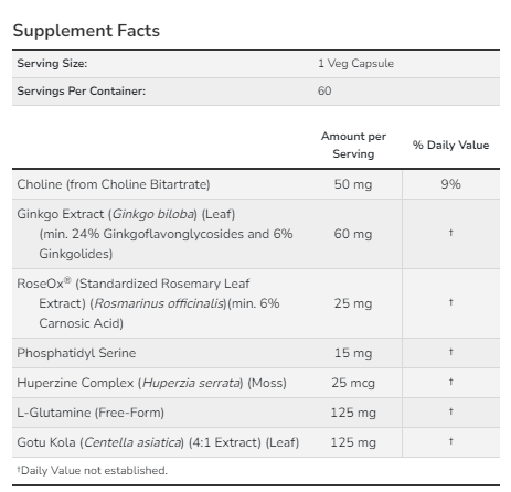 Витамины для памяти и мозга Now Brain Elevate 60 vcaps Киев - изображение 2