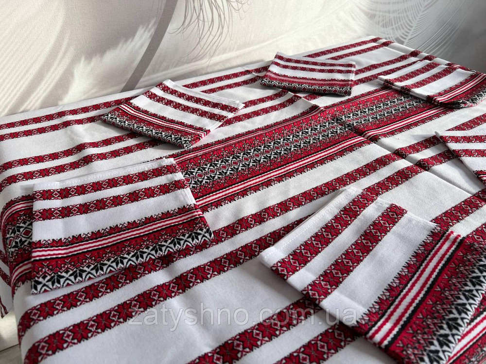 Красива вишита скатертина з серветками Київ - фото 6