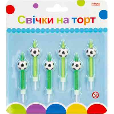 Свічка Maxi М'ячі 6 шт, 6 підставок до свічок (MX620158) Вінниця