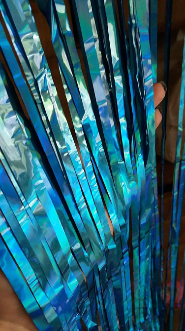 Фольгированные шторы для фотозоны с голограммой 2 м на 1 м голубой Киев - изображение 5