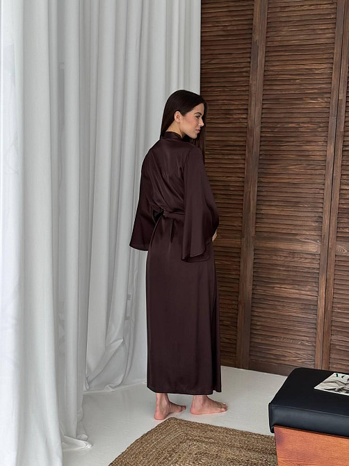 Жіночий довгий шовковий халат Брауни L/2XL Харьков - изображение 4