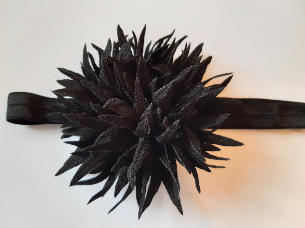 Дитяча красива чорна пов'язка - окружність 38-60см, квітка 9см Київ - фото 1