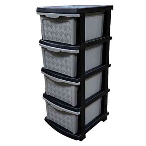 Комод пластиковий сіро-чорний "Компакт Плюс" 4 яруси 86*40*34 см R-Plastic* Одеса