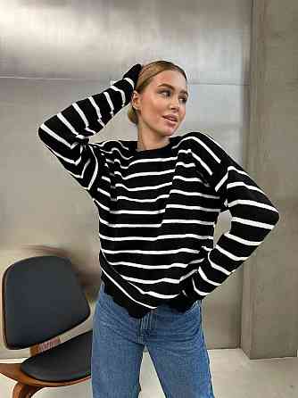 Жіночий базовий смугастий светр оверсайз вовна 70% акрил 30% Одеса