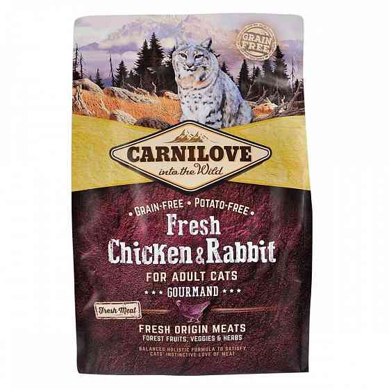 Сухий корм Carnilove Fresh Chicken & Rabbit для дорослих котів, курка та кролик, 2 кг Вінниця