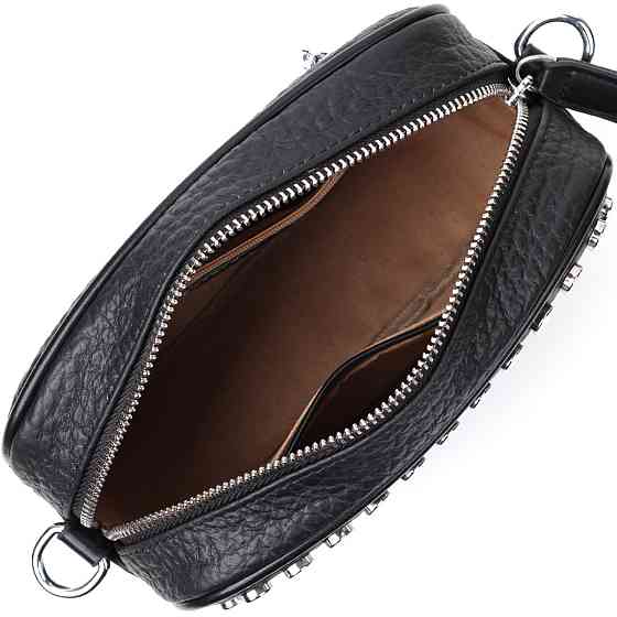 Стильная сумка декорированная металлическими кнопками из натуральной кожи Vintage 22333 Черная Киев