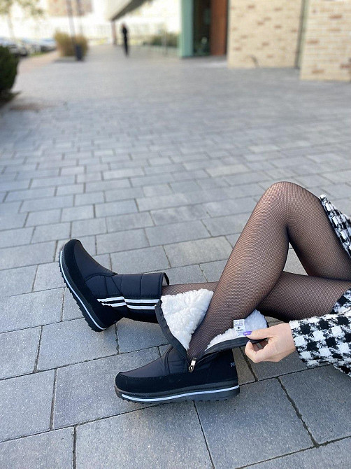 Прогресс Дутіки жіночі Progress чорні зима плащівка висота 21см (5300) Коломия - фото 2